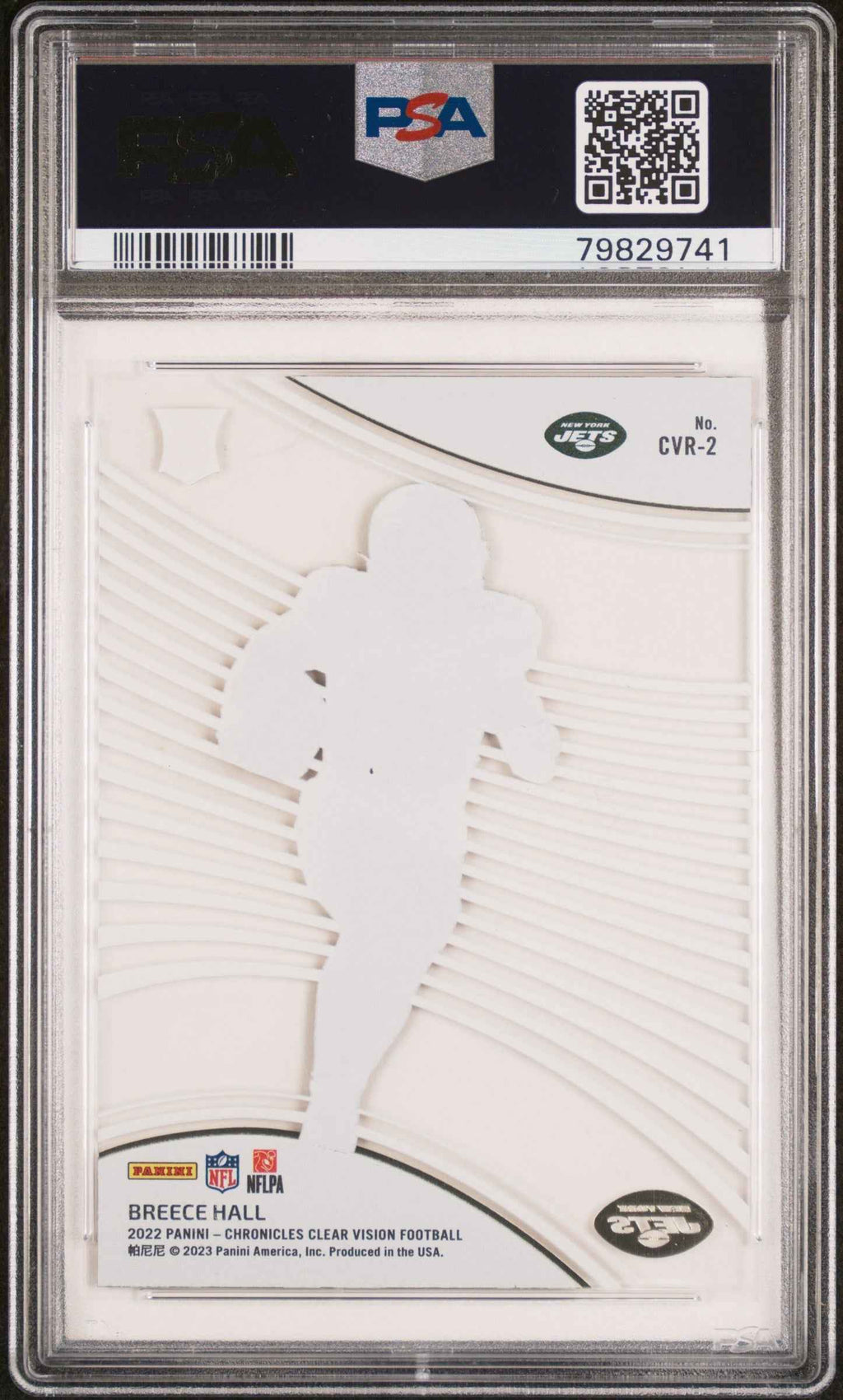 Graded 2022 Panini Chronicles Breece Hall #CVR2 Clear Vision Rookie RC Football Card PSA 10 Gem Mint