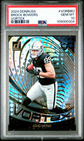 Graded 2024 Panini Donruss Brock Bowers #VORBBO Vortex Rookie RC Football Card PSA 10 Gem Mint