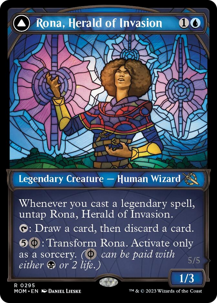 Rona, Herald of Invasion // Rona, Tolarian Obliterator (MOM-295) - March of the Machine: (Showcase)