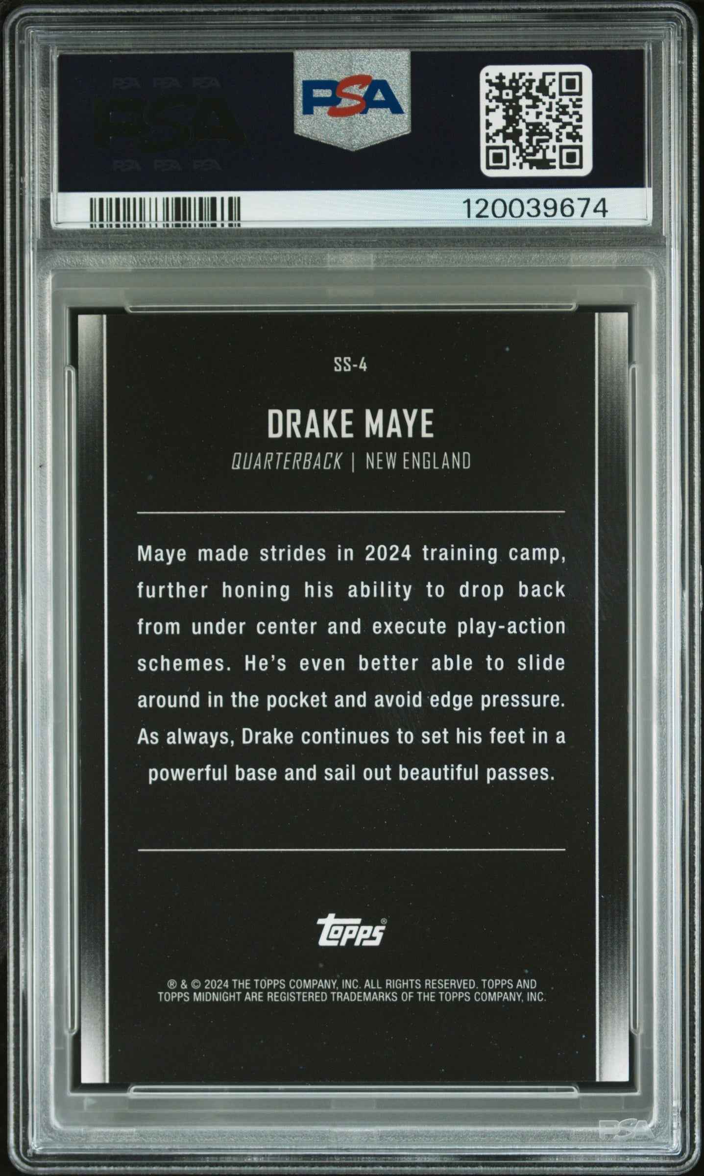 Graded 2024 Topps Midnight Drake Maye #SS4 Star Studded Rookie RC Football Card PSA 10 Gem Mint