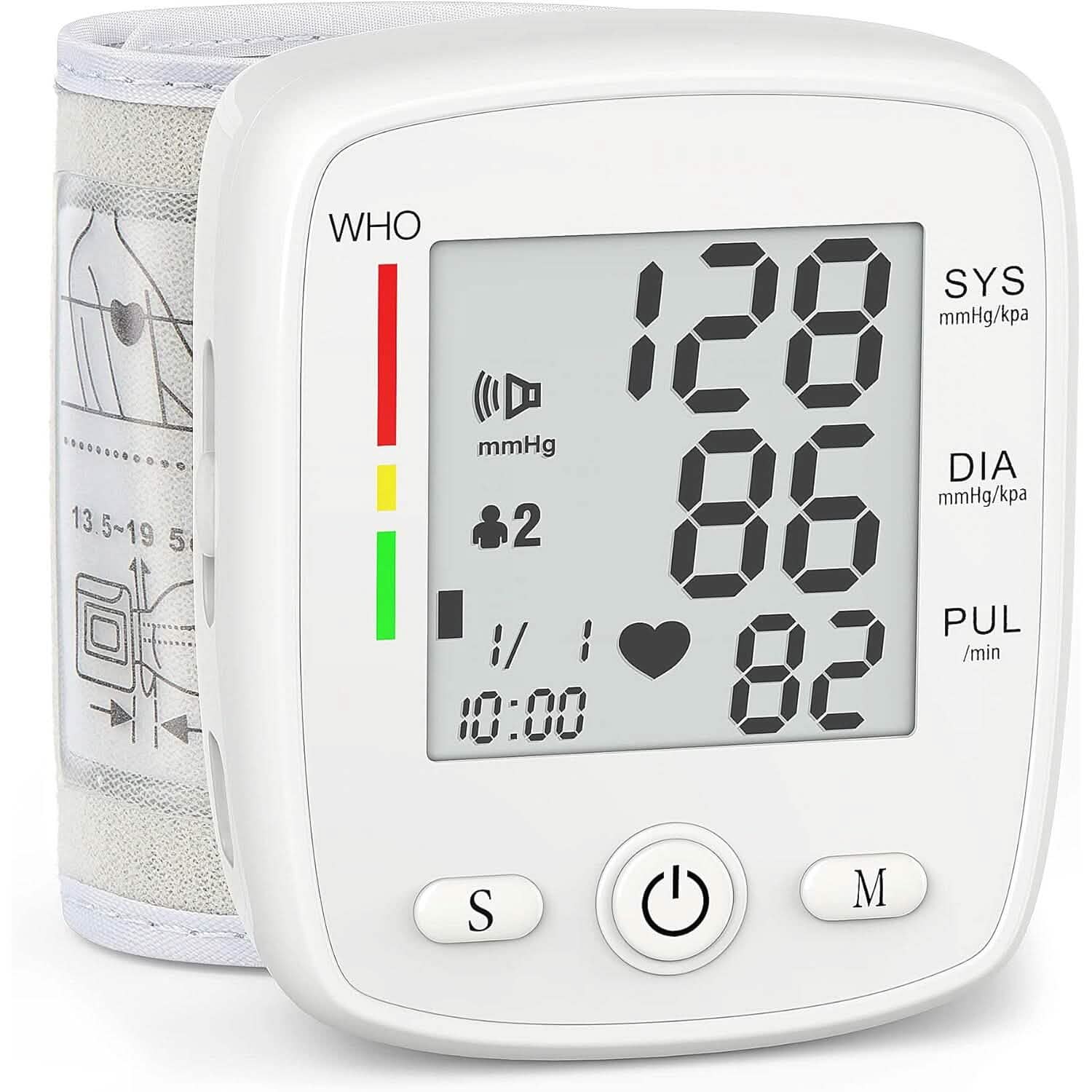 Blood Pressure Monitor Digital Wrist BP Machine Automatic BP Cuff with 2 Users 180 Memory Voice Large LCD Display