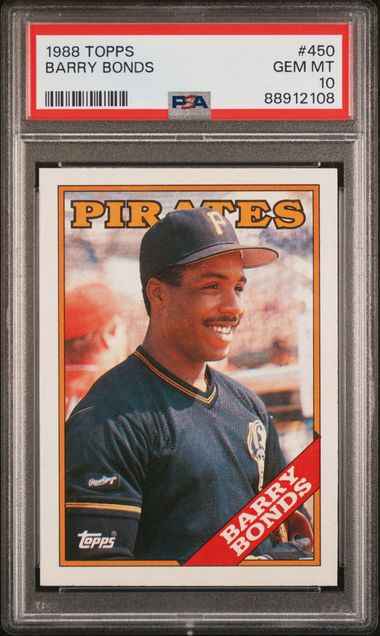 Graded 1988 Topps Barry Bonds #450 2nd Year Baseball Card PSA 10 Gem Mint