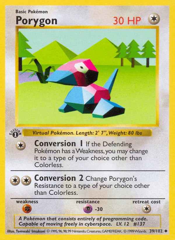 Porygon (39/102) (Shadowless) [Base Set 1st Edition]
