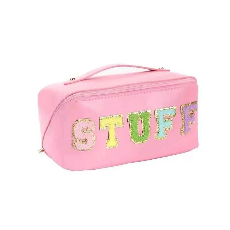Chenille Letter Patches Cosmetic Bag