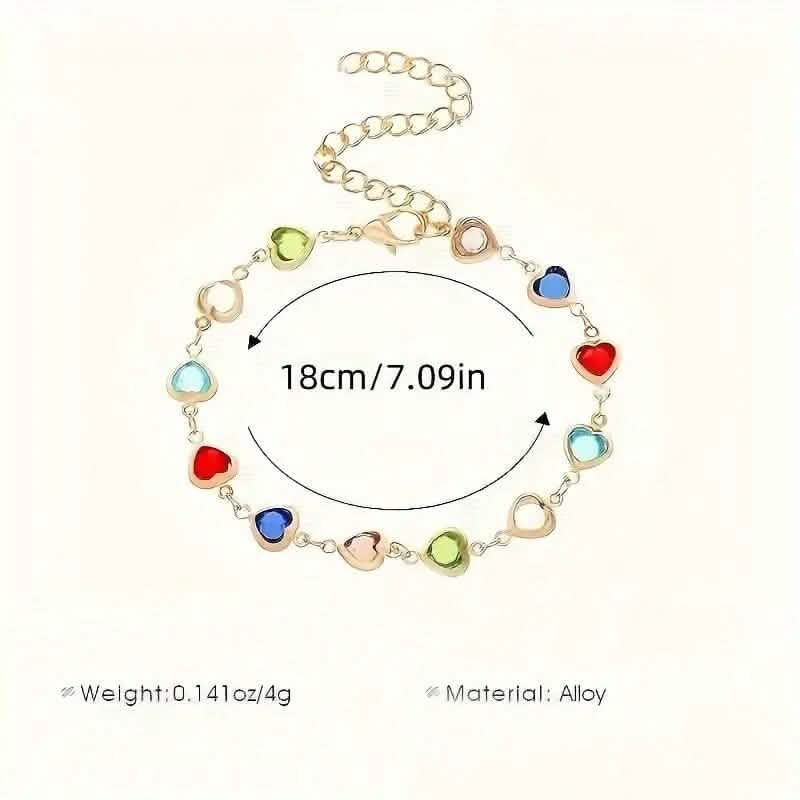 Colorful Heart-Shaped Zirconia Bracelet