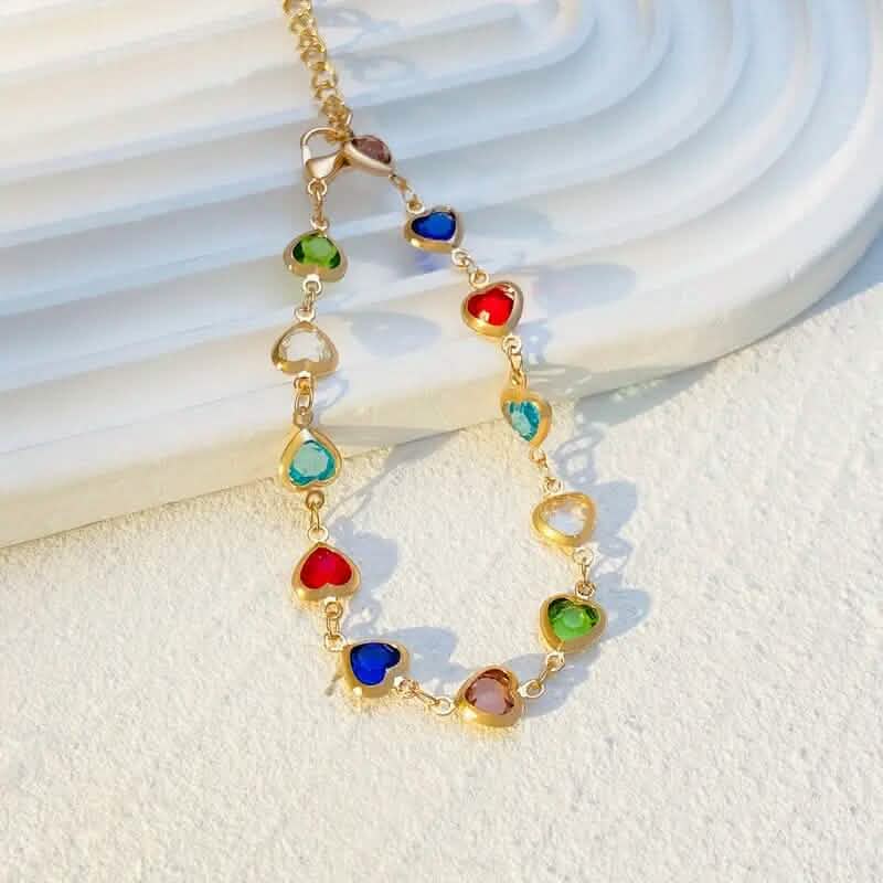 Colorful Heart-Shaped Zirconia Bracelet