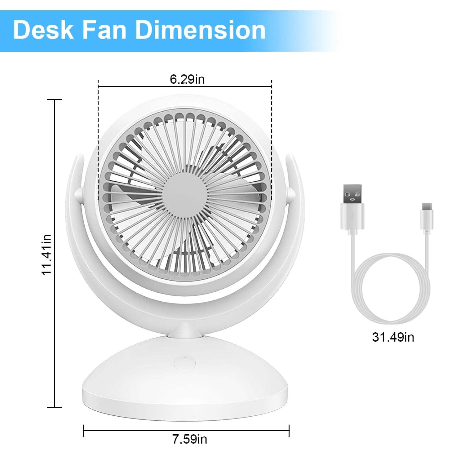 Desk Air Circulator Fan 4 Speed Adjustment