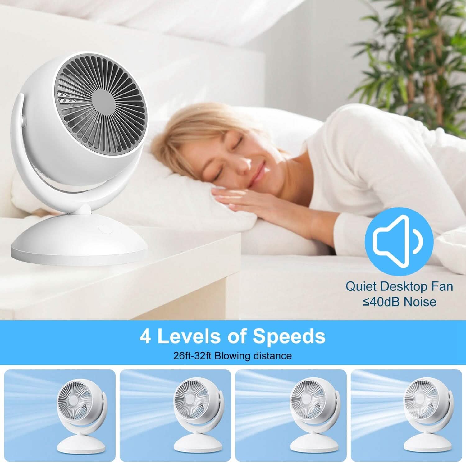 Desk Air Circulator Fan 4 Speed Adjustment