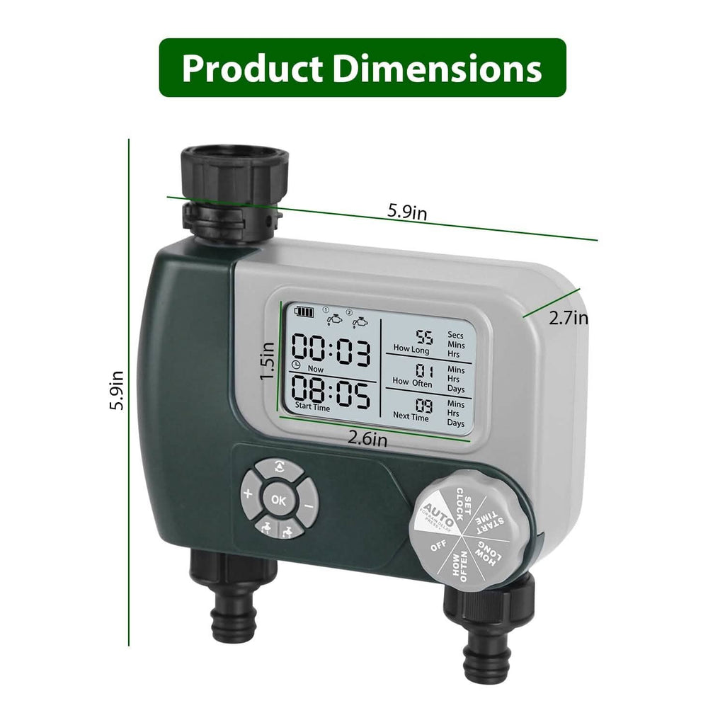 Digital Programmable Sprinkler Timer with 2 Outlet Zones