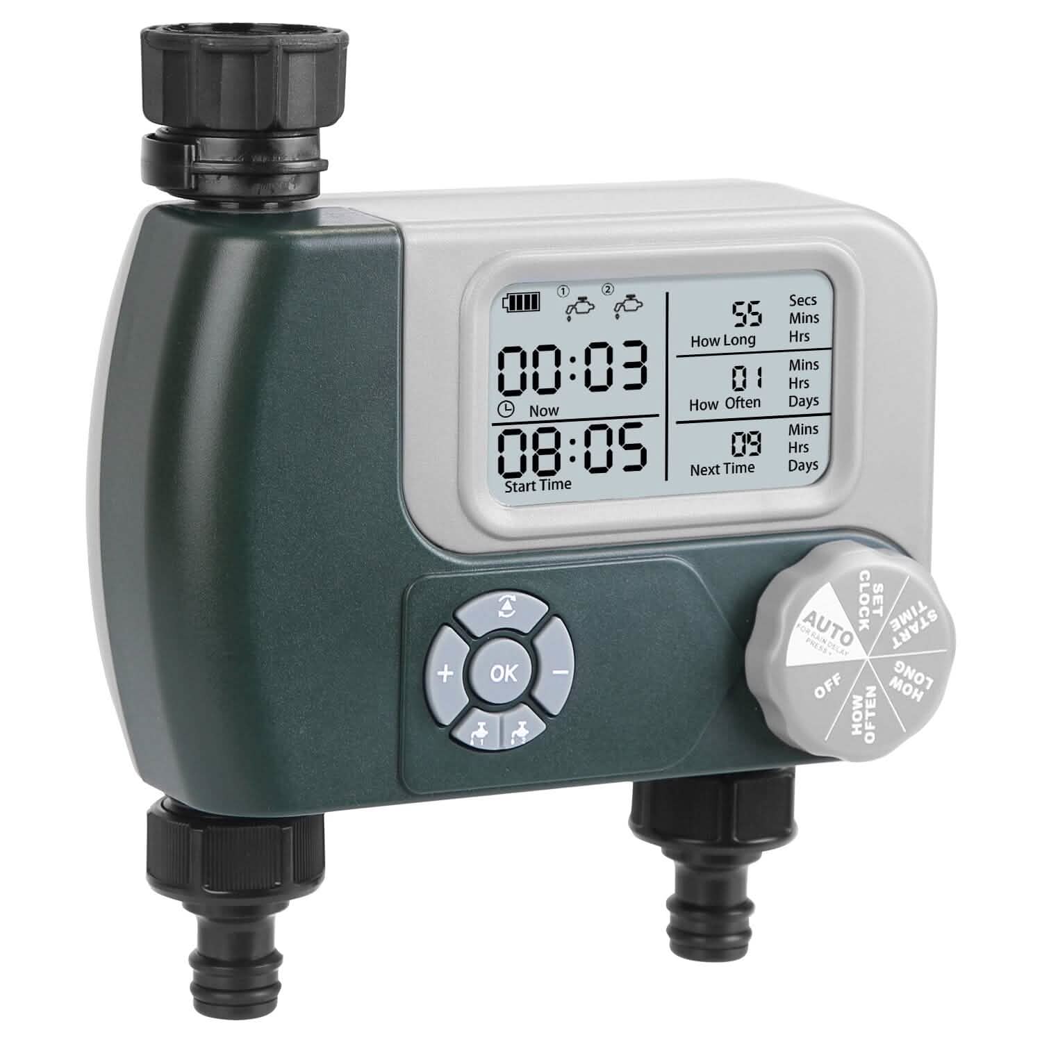 Digital Programmable Sprinkler Timer with 2 Outlet Zones