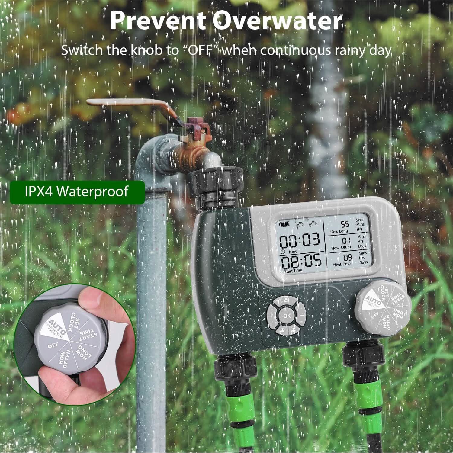 Digital Programmable Sprinkler Timer with 2 Outlet Zones