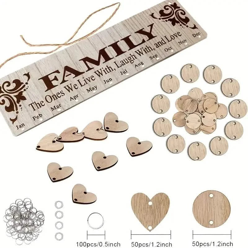 DIY Wooden Family Birthday Board Hanging Sign Pendant