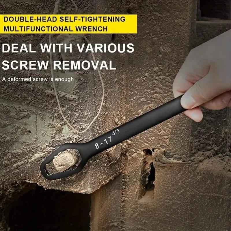 Double End Multifunctional Universal Wrench, 3-17mm Self-Tightening Lazy Wrench Repair Tools