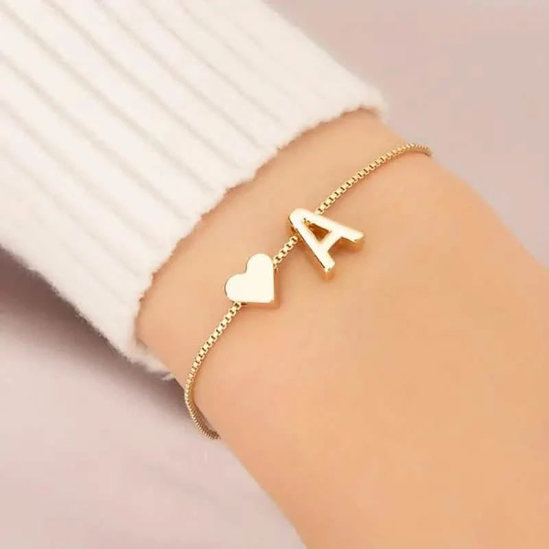 Elegant Love Heart Charm Bracelet - Delicate Minimalist Link Chain