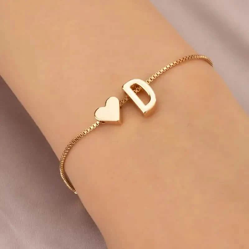 Elegant Love Heart Charm Bracelet - Delicate Minimalist Link Chain