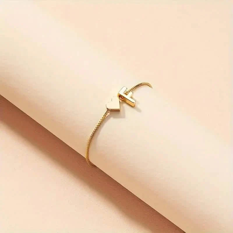 Elegant Love Heart Charm Bracelet - Delicate Minimalist Link Chain