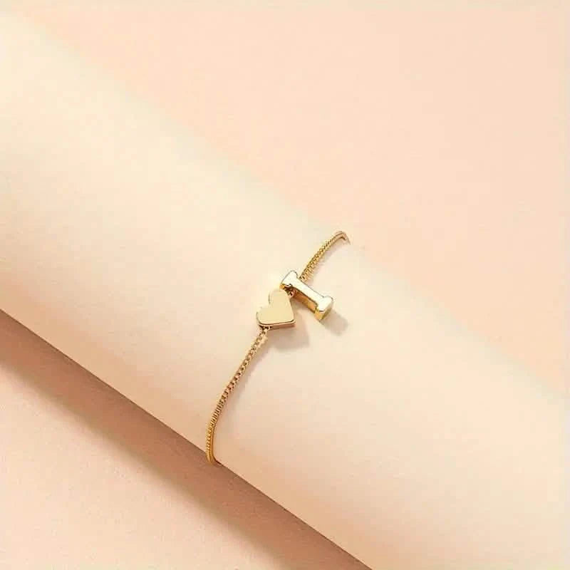 Elegant Love Heart Charm Bracelet - Delicate Minimalist Link Chain