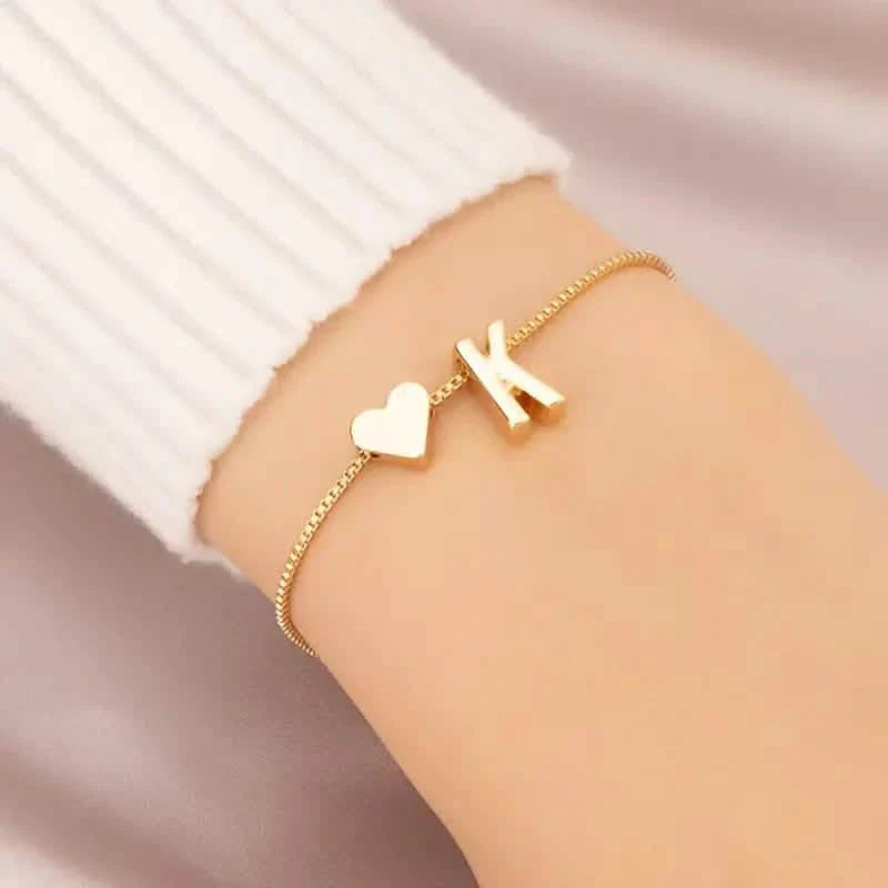 Elegant Love Heart Charm Bracelet - Delicate Minimalist Link Chain