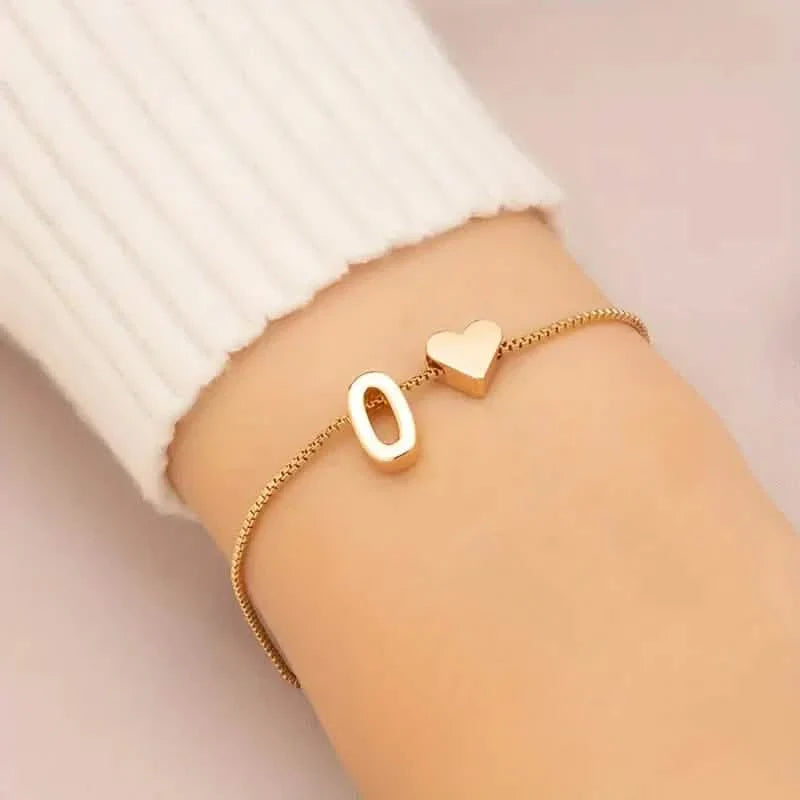 Elegant Love Heart Charm Bracelet - Delicate Minimalist Link Chain