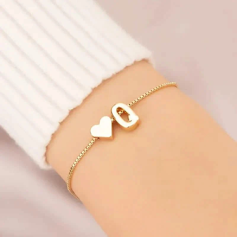 Elegant Love Heart Charm Bracelet - Delicate Minimalist Link Chain