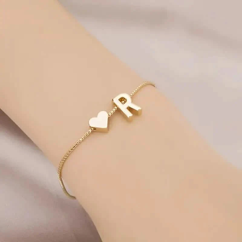 Elegant Love Heart Charm Bracelet - Delicate Minimalist Link Chain