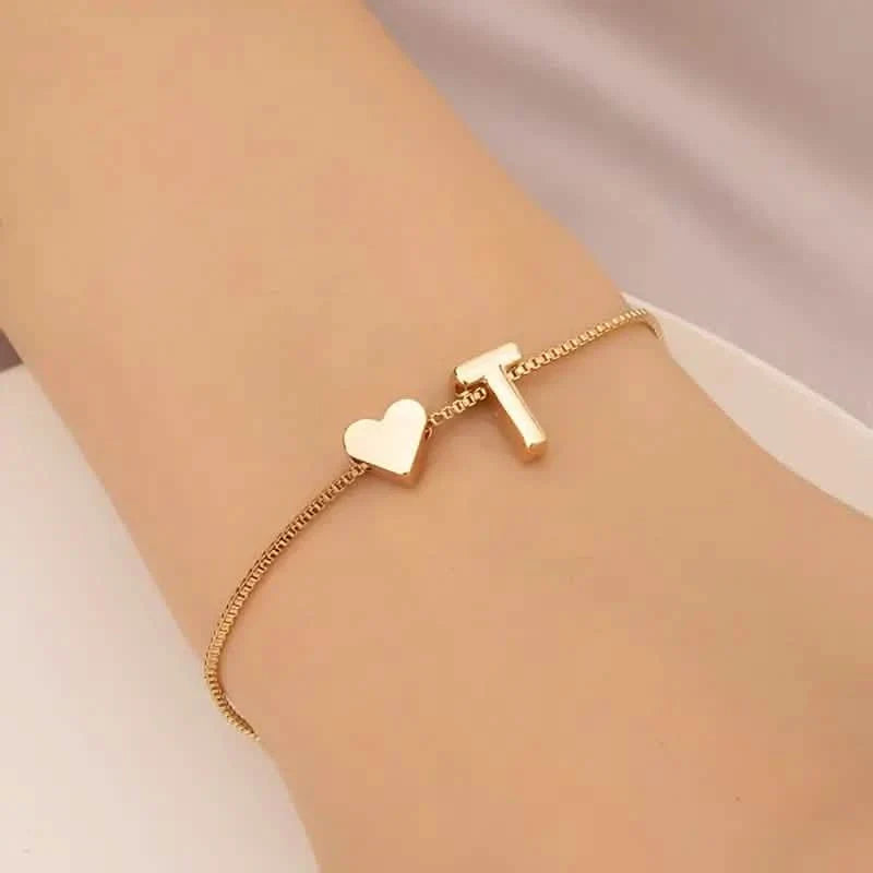 Elegant Love Heart Charm Bracelet - Delicate Minimalist Link Chain