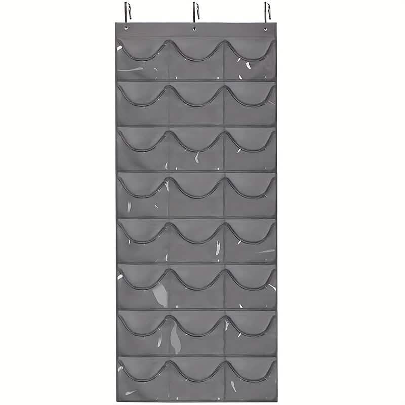 24-Grid Hanging Door Organizer – Space-Saving Nylon Storage with Clear Pockets