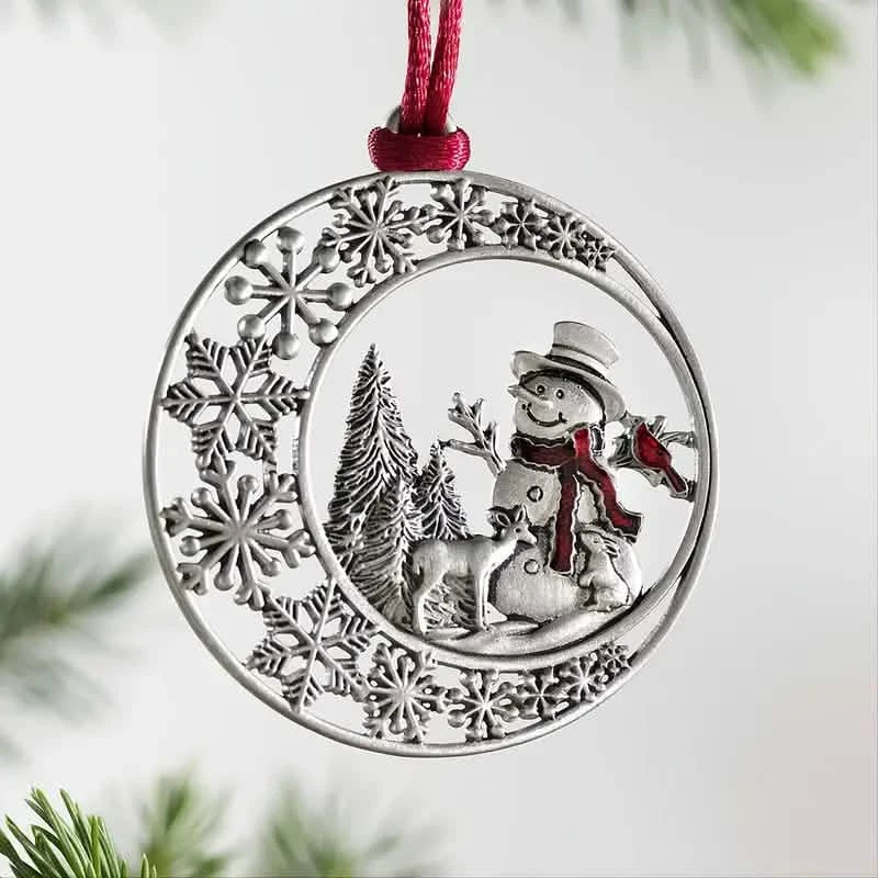 Festive Christmas Tree Pendant - Metal Hanging Ornament for Scene Decor
