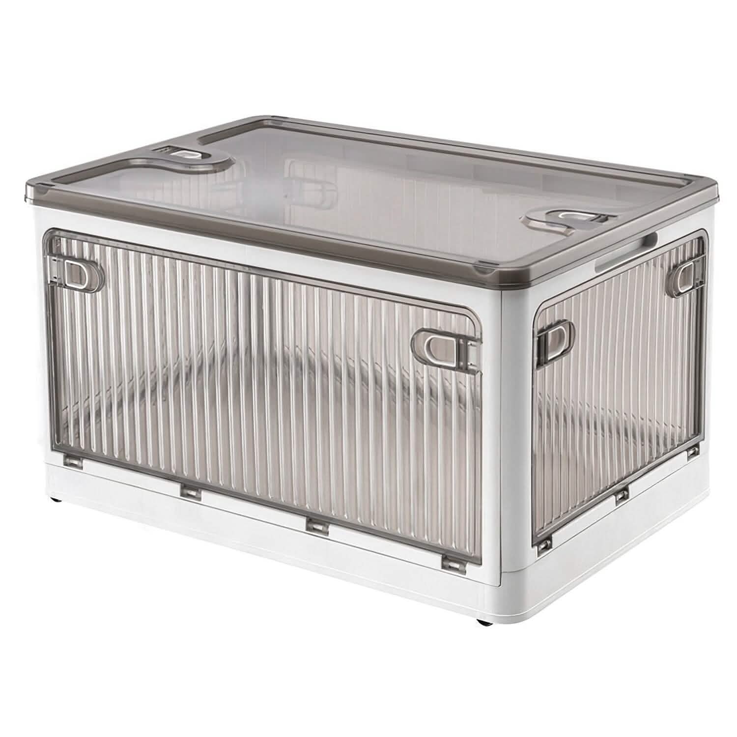 Foldable Storage Bins with Lid 4 Doors Collapsible Stackable with Lock