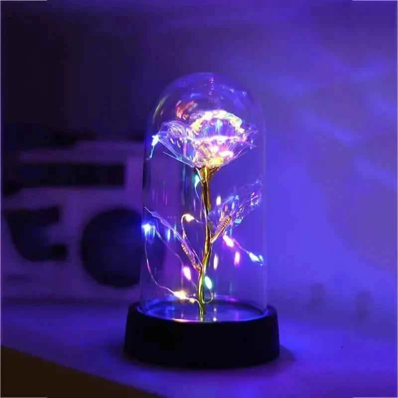 Golden Foil Rose Flower Lamp, Decorative Light Ornament