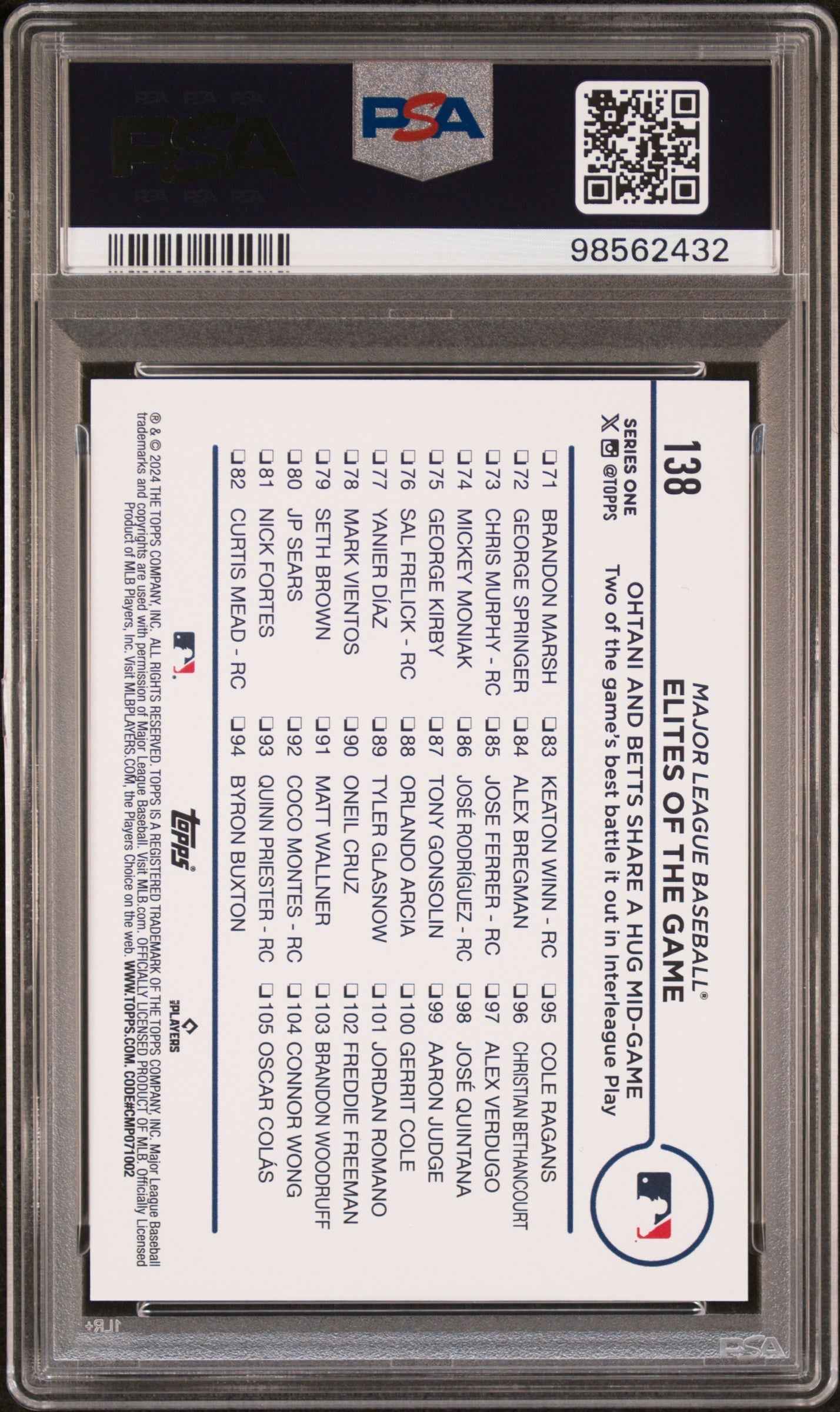 Graded 2024 Topps Monty Shohei Ohtani/Mookie Betts #138 All Star Game Exclusive Baseball Card PSA 10 Gem Mint