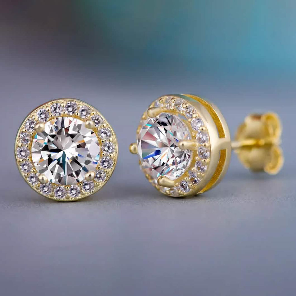 Halo Diamond Stud Earrings