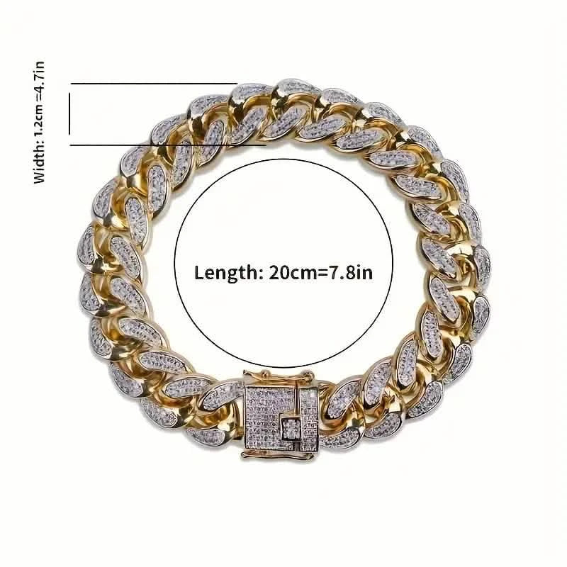 Iced Out Hip Hop Zircon Cuban Chain Bracelet for Men