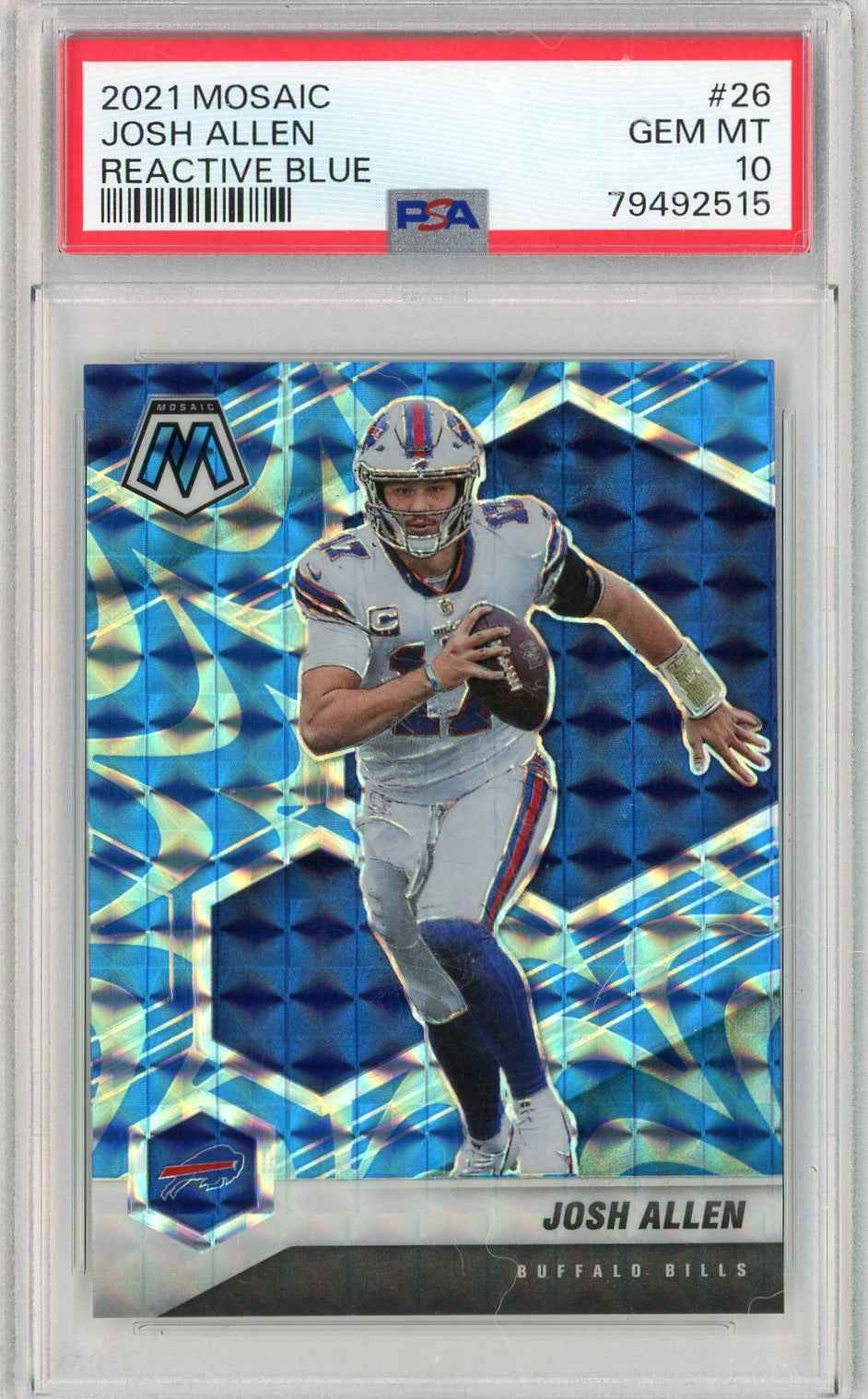 Graded 2021 Panini Mosaic Josh Allen #26 Reactive Blue Football Card PSA 10 Gem Mint