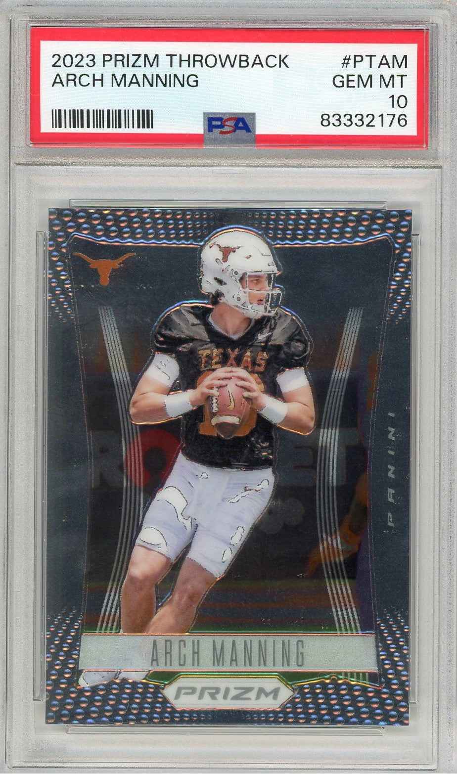 Graded 2023 Prizm Throwback Arch Manning #PTAM Rookie RC Football Card PSA 10 Gem Mint