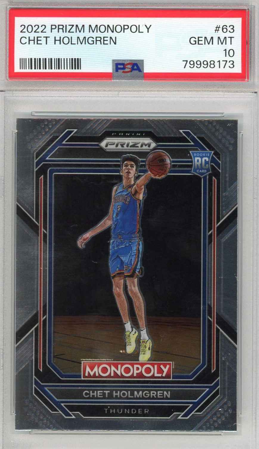 Graded 2022 Panini Prizm Monopoly Chet Holmgren #63 Rookie RC Basketball Card PSA 10 Gem Mint