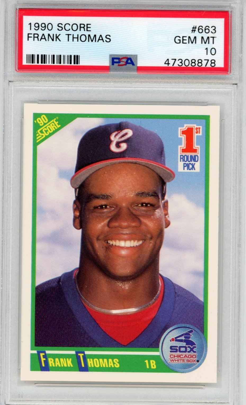 Graded 1990 Score Frank Thomas #663 Rookie RC Baseball Card PSA 10 Gem Mint