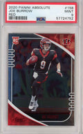Graded 2020 Panini Absolute Joe Burrow #158 Red Rookie RC Football Card PSA 9 Mint