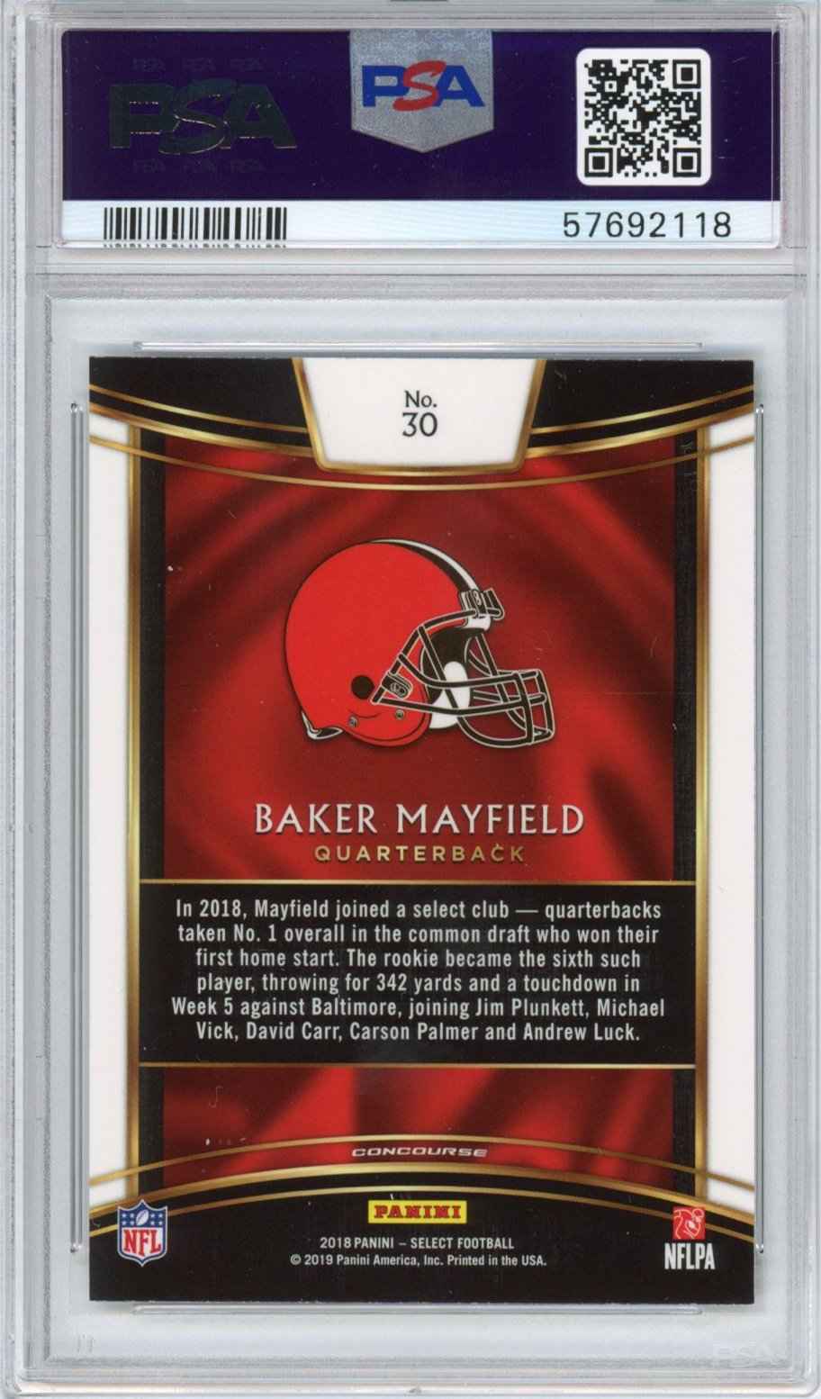 Graded 2018 Panini Select Baker Mayfield #30 Rookie RC Football Card PSA 10 Gem Mint