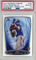 Graded 2014 Bowman Chrome Odell Beckham Jr. #190 Refractor Facing Side Rookie RC Football Card PSA 10 Gem Mint