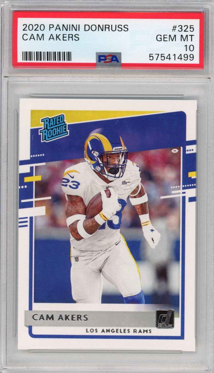 Graded 2020 Panini Donruss Cam Akers #325 Rated Rookie RC Football Card PSA 10 Gem Mint