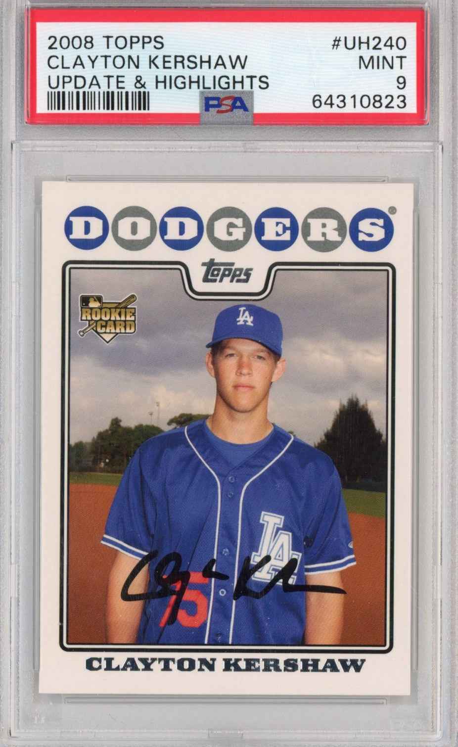 Graded 2008 Topps Update & Highlights Clayton Kershaw #UH240 Rookie RC Baseball Card PSA 9 Mint