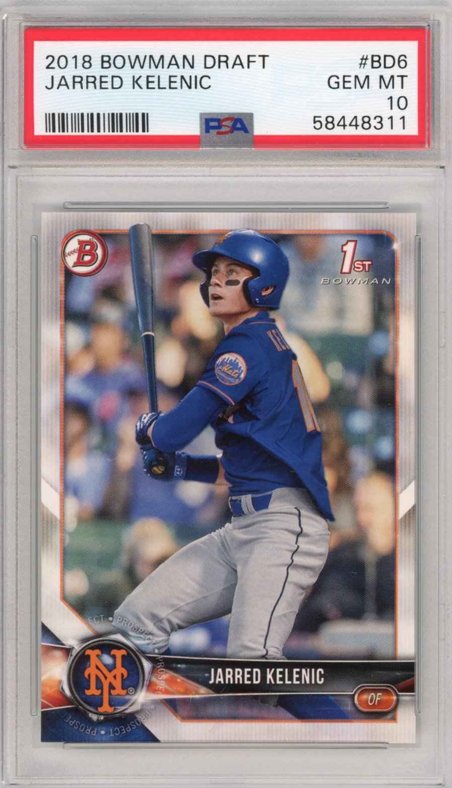 Graded 2018 Bowman Draft Jarred Kelenic #BD6 Rookie RC Baseball Card PSA 10 Gem Mint