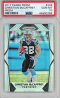 Graded 2017 Panini Prizm Christian McCaffrey #249 Silver Rookie RC Football Card PSA 10 Gem Mint