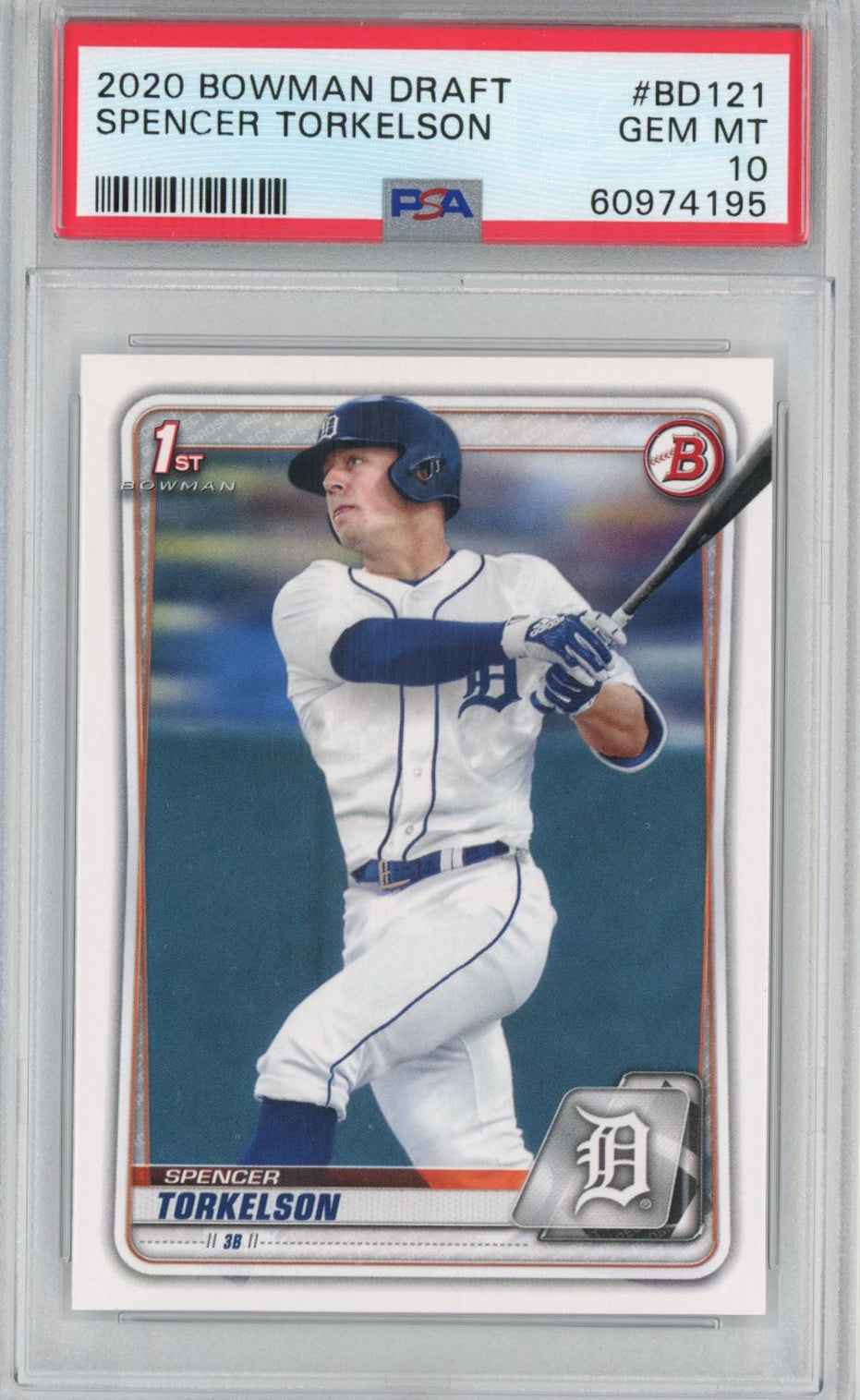 Graded 2020 Bowman Draft Spencer Torkelson #BD121 Rookie RC Baseball Card PSA 10 Gem Mint
