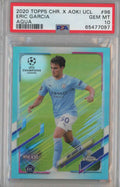 Graded 2020 Topps Chrome X Steve Aoki Eric Garcia #96 Aqua Rookie RC Soccer Card PSA 10 Gem Mint