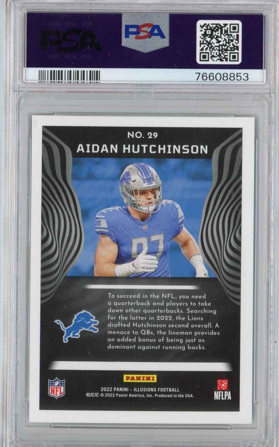 Graded 2022 Panini Illusions Aidan Hutchinson #29 Rookie RC Football Card PSA 10
