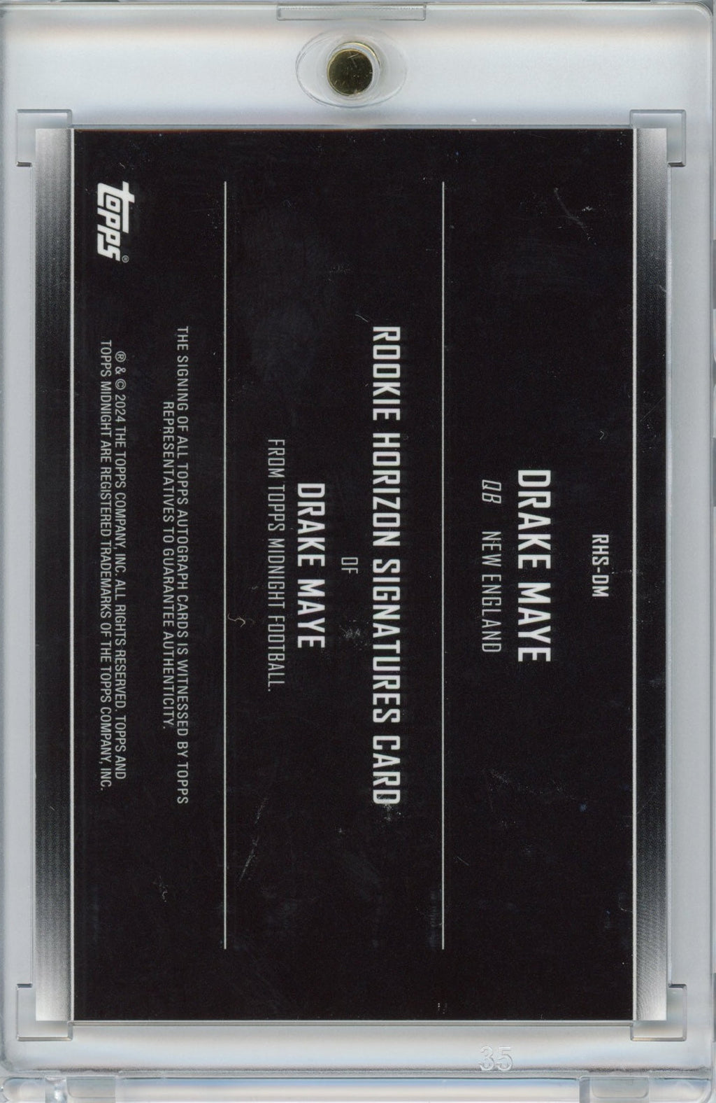 2024 Topps Midnight Drake Maye #RHSDM Horizon Auto Rookie RC Football Card