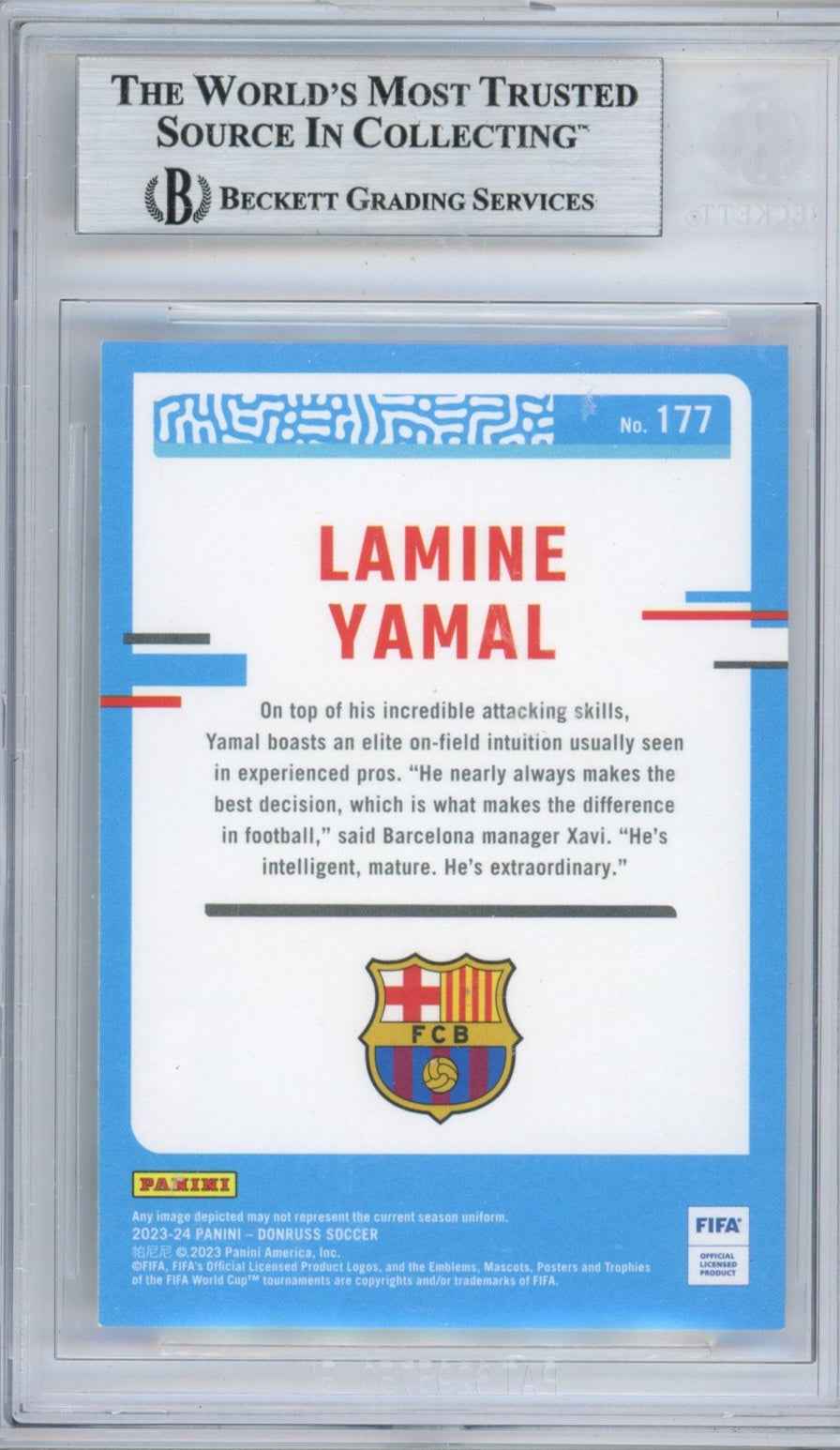 Graded 2023-24 Panini Donruss Lamine Yamal #RR Rated Rookie Signed Rookie RC Soccer Card Beckett BAS BGS Auto Auth Authentic COA