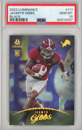 Graded 2023 Luminance Jahmyr Gibbs #111 Black Rookie RC Football Card PSA 10 Gem Mint